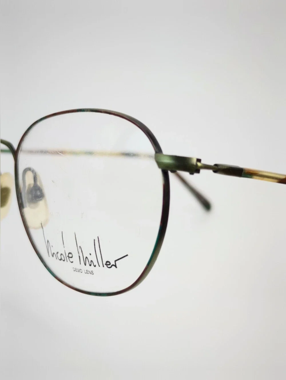 Prozak.Nicole Miller. Best Named Frame Olive Metal Round Eyeglasses.
